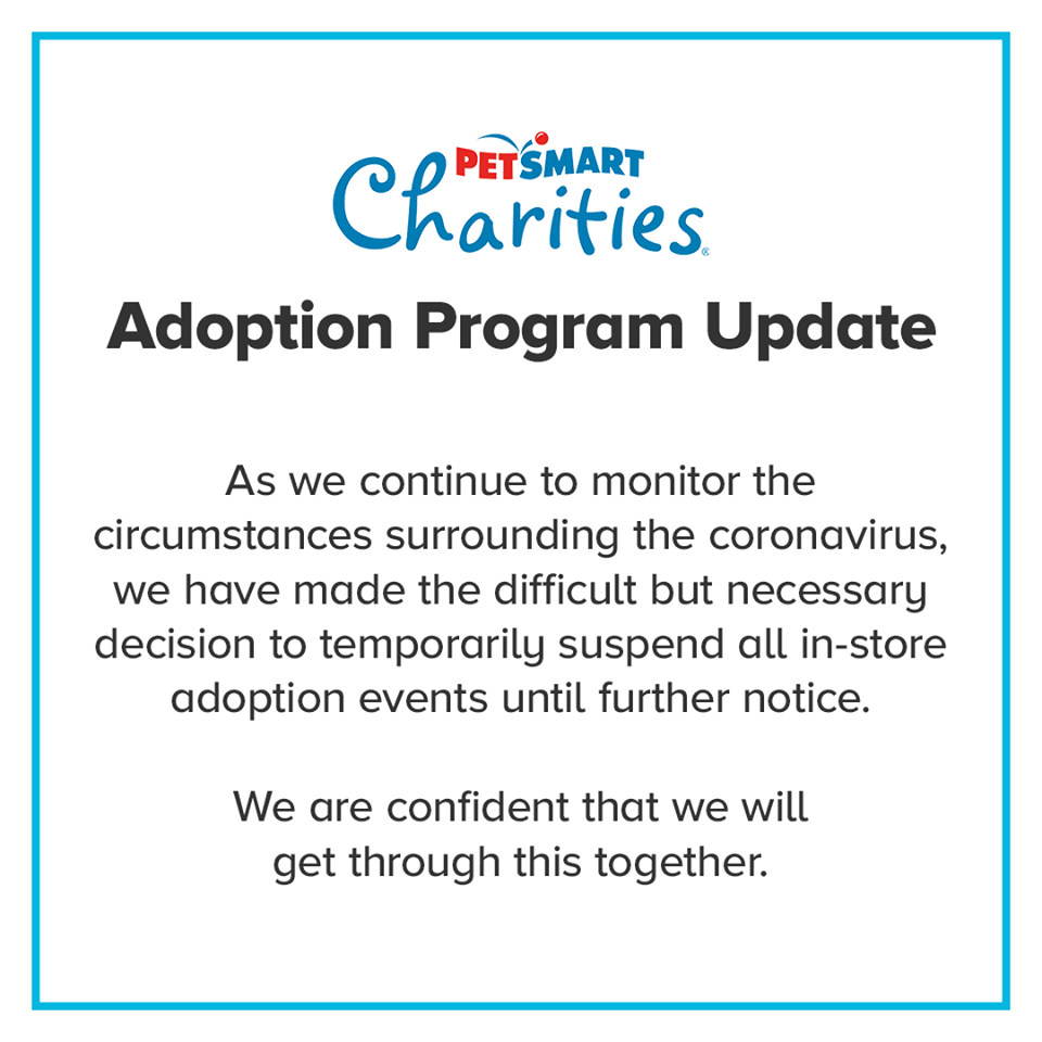 Petsmart suspends adoption events